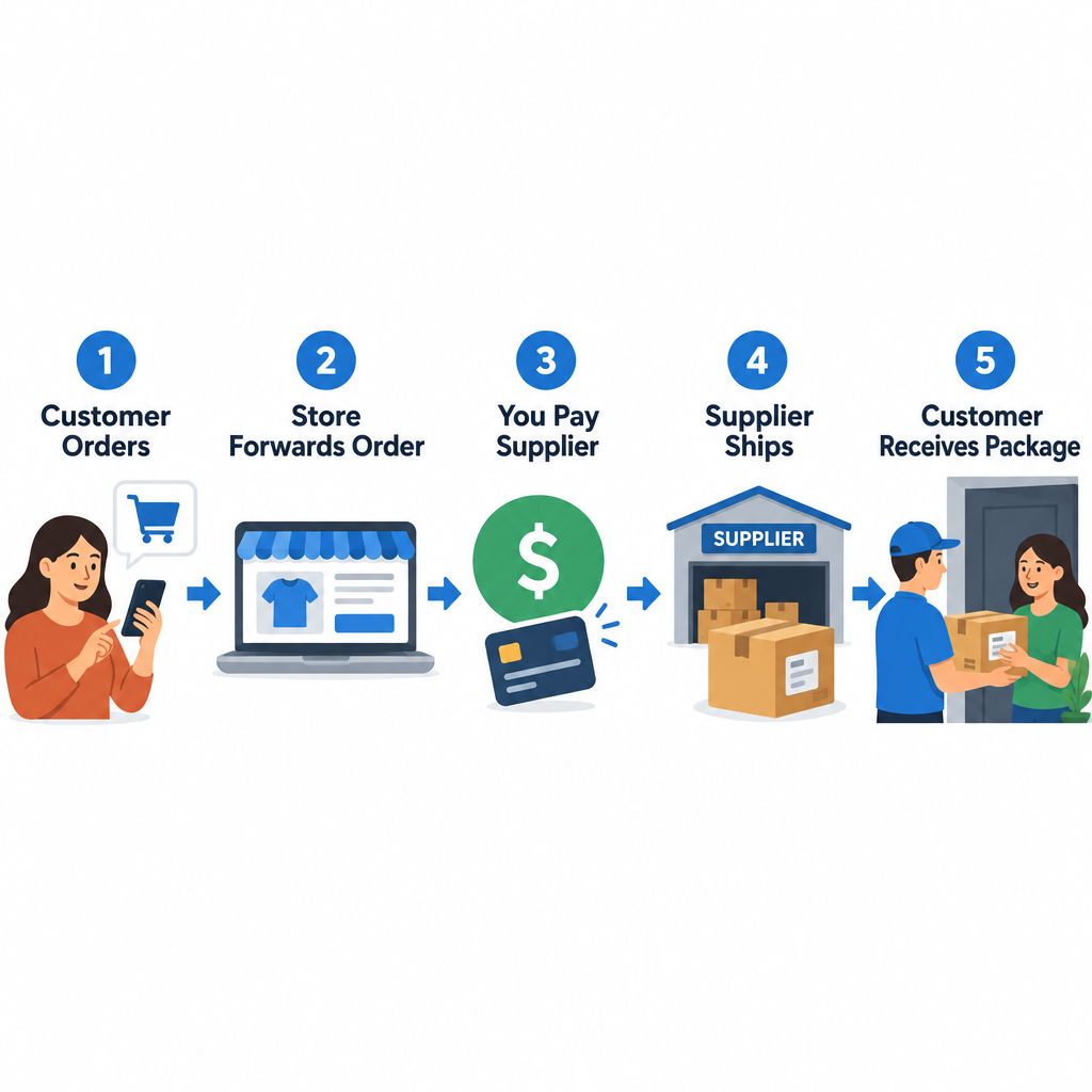 Dropshipping Order Flow Diagram