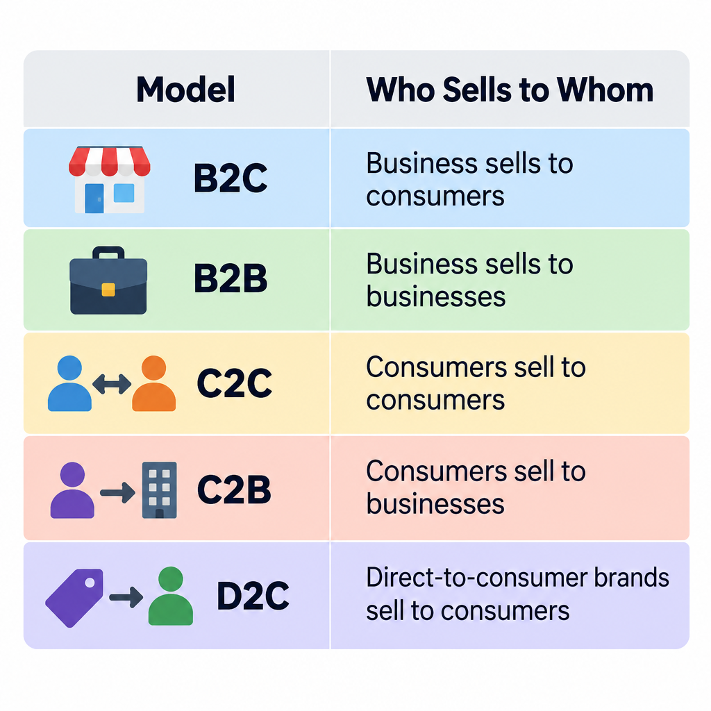 E-commerce Business Models Table