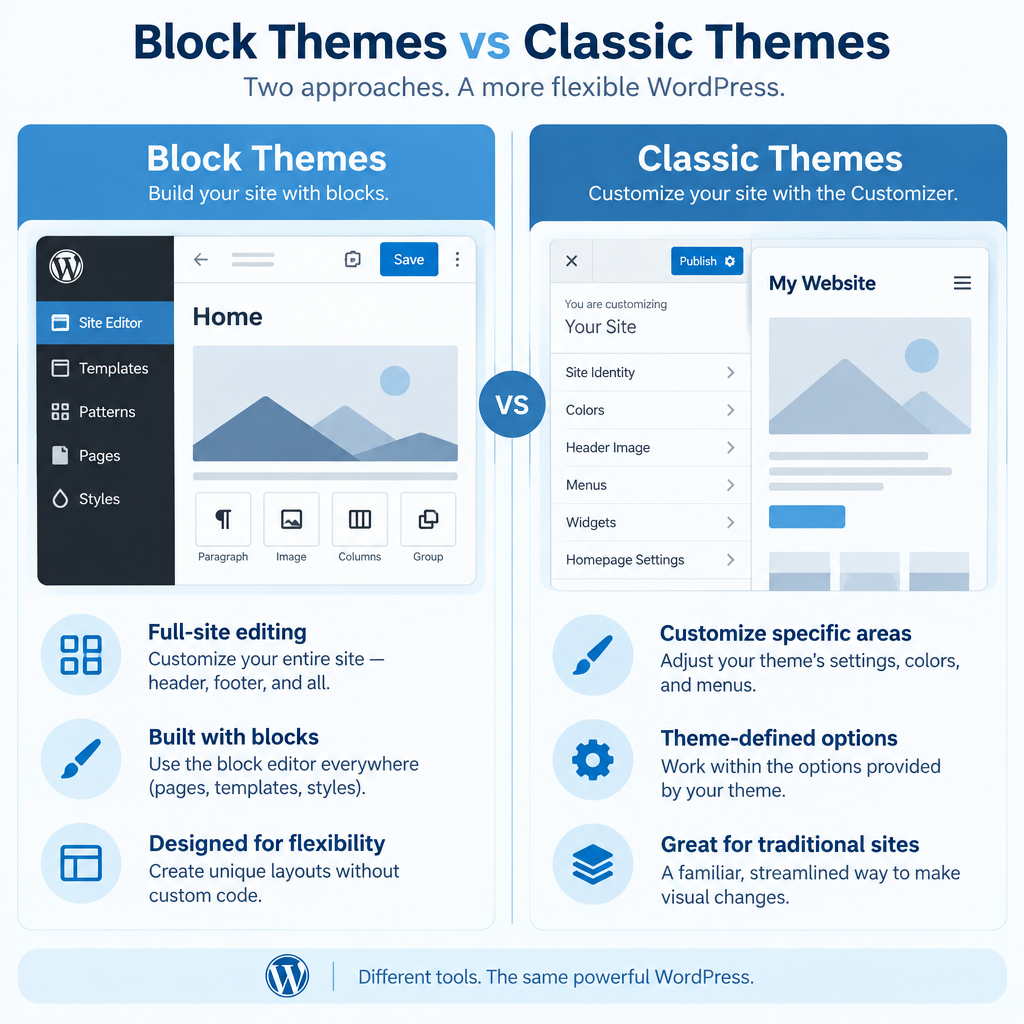 Block Themes vs Classic Themes Comparison